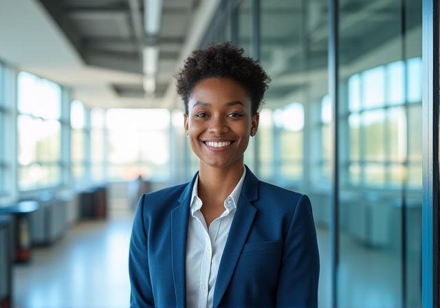 Confident modern leader in a collaborative office setting